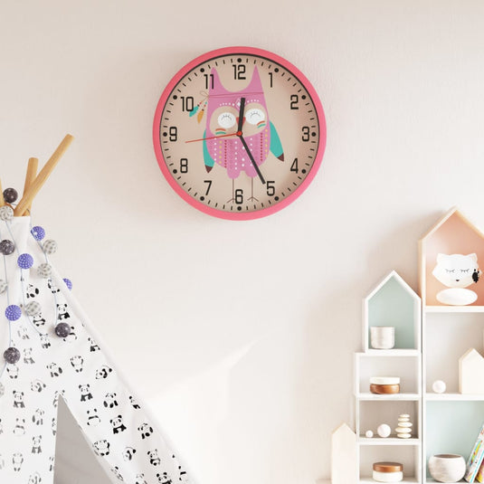 Vidaxl wandklok ø25,5 cm polystyreen en glas roze