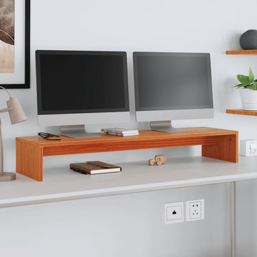 Vidaxl monitorstandaard 100x27x15 cm massief grenenhout wasbruin