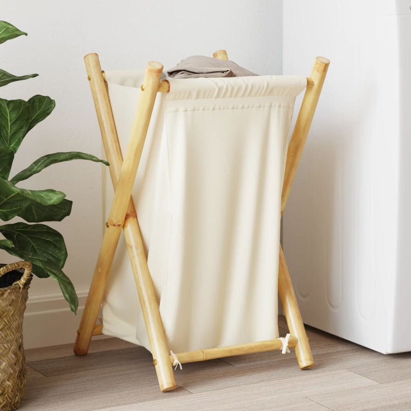Load image into Gallery viewer, Vidaxl wasmand 41,5x36x63,5 cm bamboe crèmewit

