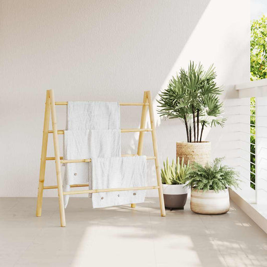 Vidaxl handdoekladder met 4 sporten 90x50x100 cm bamboe