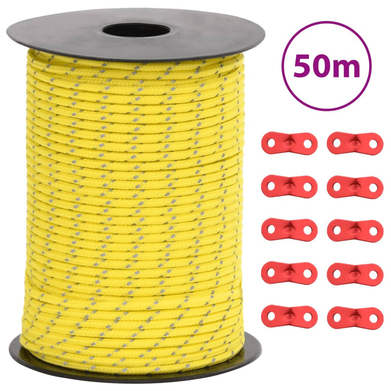 Load image into Gallery viewer, Vidaxl tentscheerlijn met reflecterende strips en spanners 50 m 3 mm
