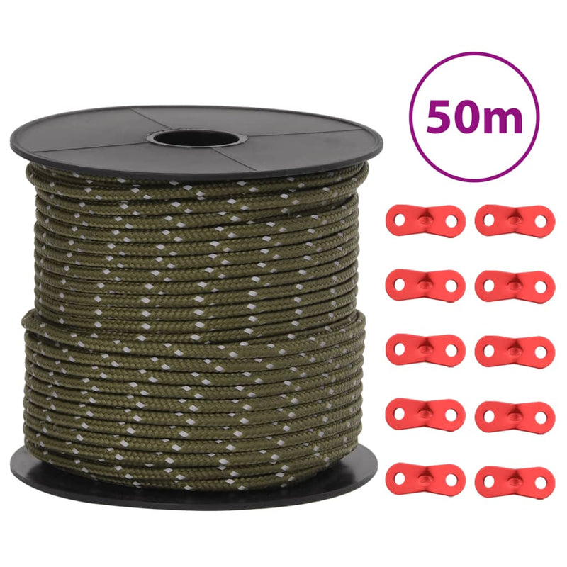 Load image into Gallery viewer, Vidaxl tentscheerlijn met reflecterende strips en spanners 50 m 4 mm
