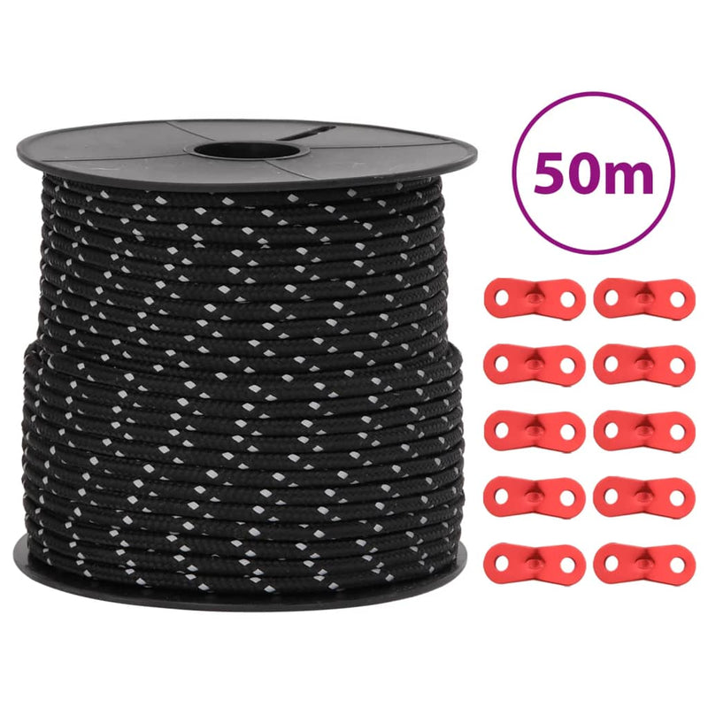 Load image into Gallery viewer, Vidaxl tentscheerlijn met reflecterende strips en spanners 50 m 4 mm
