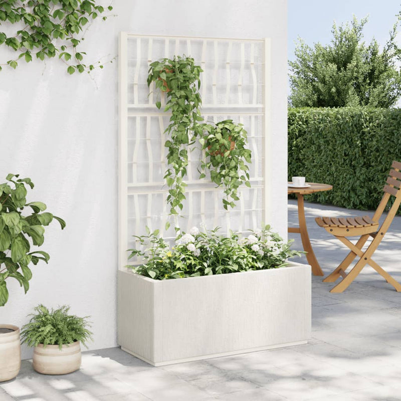 Load image into Gallery viewer, Vidaxl plantenbak met latwerk 80x36x140 cm polypropeen wit

