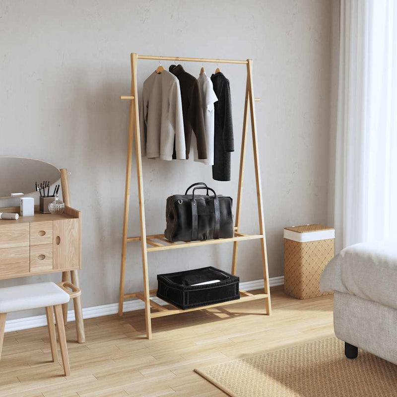 Load image into Gallery viewer, Vidaxl kledingrek met schappen 96x45,5x150,5 cm bamboe
