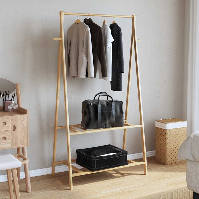 Load image into Gallery viewer, Vidaxl kledingrek met schappen 96x45,5x150,5 cm bamboe
