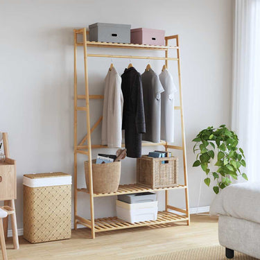 Vidaxl kledingrek met schappen 110x40x180 cm bamboe