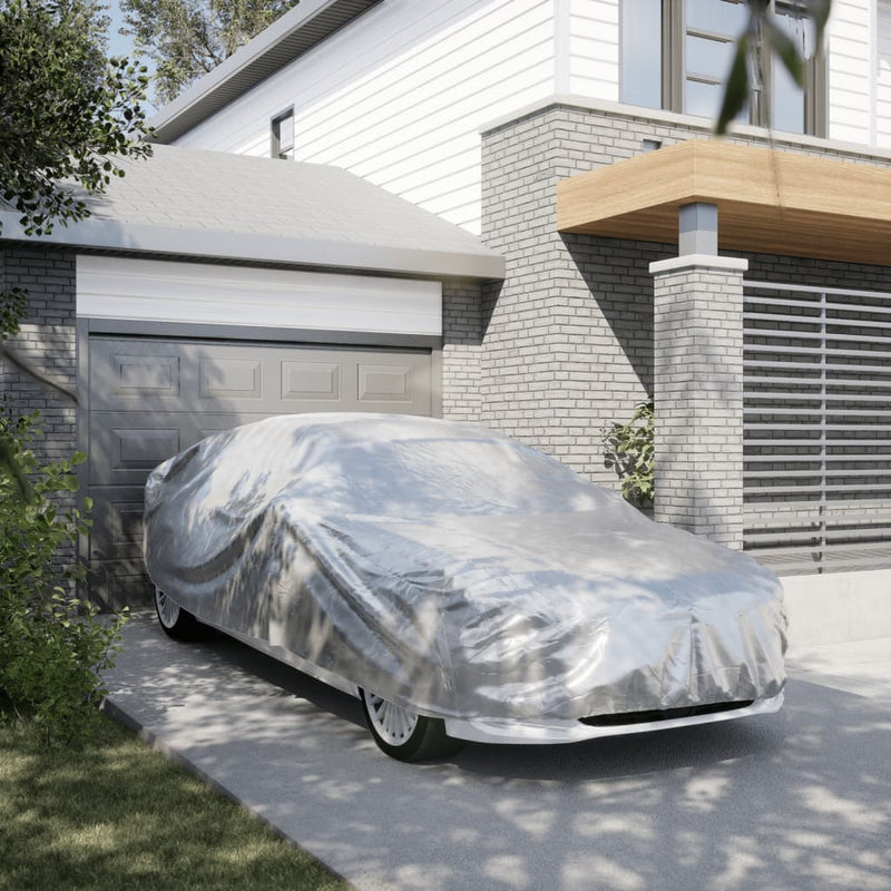 Load image into Gallery viewer, Vidaxl autohoes voor sedan met gespriemen m peva zilverkleurig
