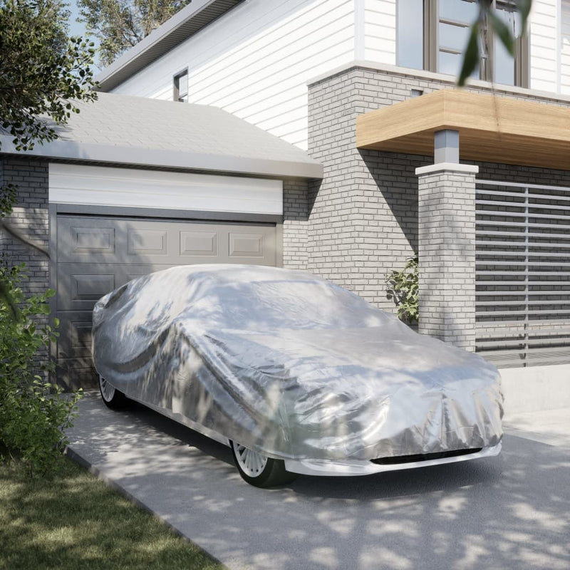 Load image into Gallery viewer, Vidaxl autohoes voor sedan met gespriemen xl peva zilverkleurig
