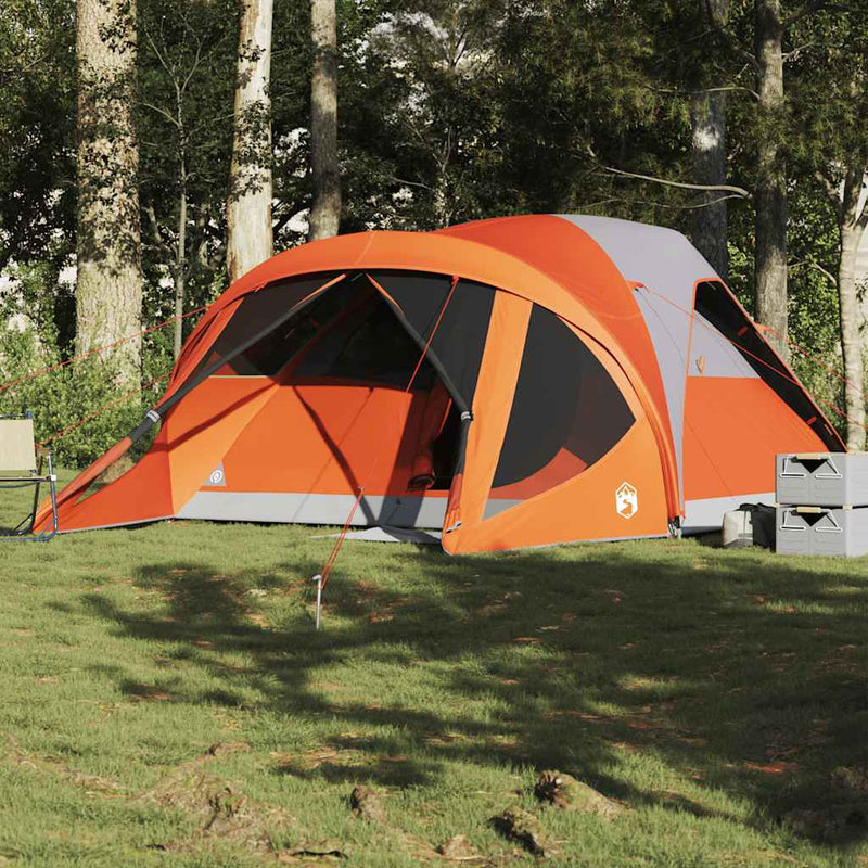 Load image into Gallery viewer, Vidaxl tunneltent 6-persoons waterdicht grijs en oranje
