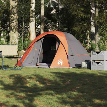Vidaxl tent 4-persoons waterdicht grijs en oranje