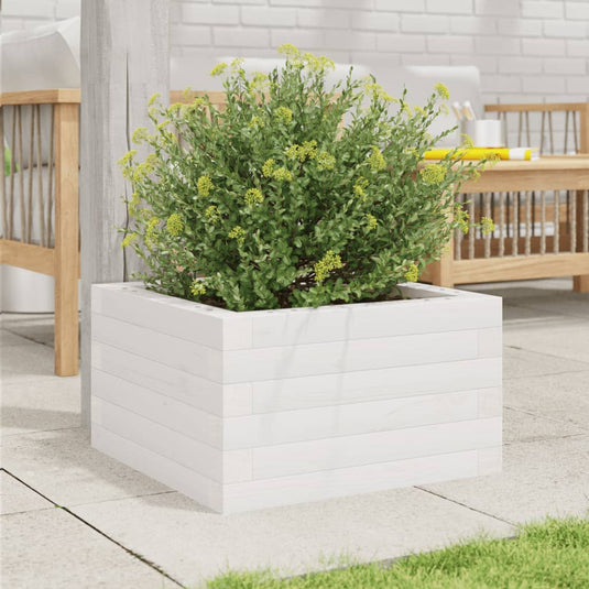 Vidaxl plantenbak 40x40x23 cm massief grenenhout wit