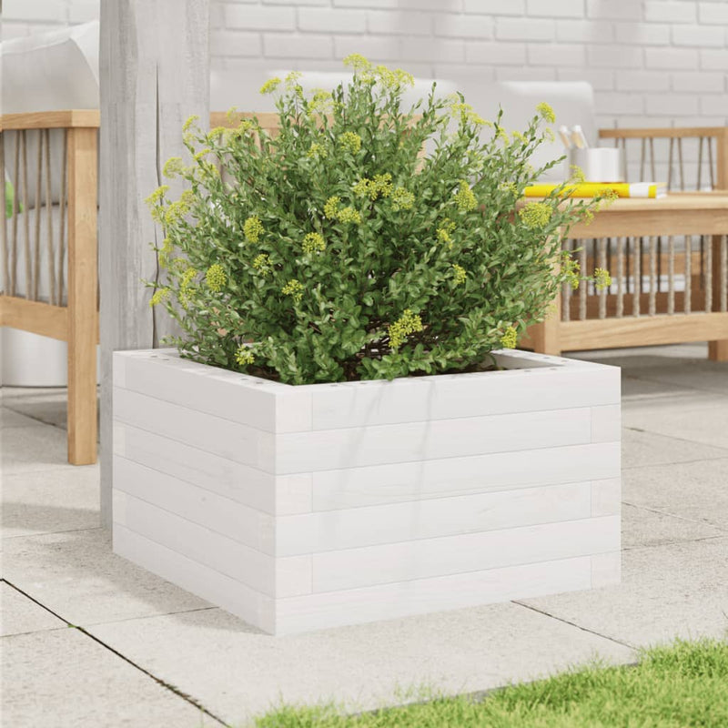 Load image into Gallery viewer, Vidaxl plantenbak 40x40x23 cm massief grenenhout wit
