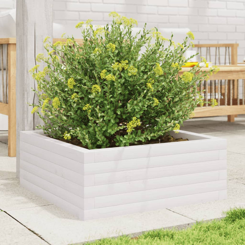 Load image into Gallery viewer, Vidaxl plantenbak 60x60x23 cm massief grenenhout wit
