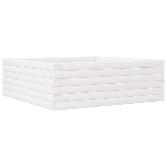 Vidaxl plantenbak 70x70x23 cm massief grenenhout wit