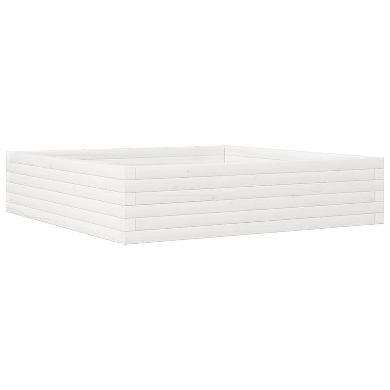 Load image into Gallery viewer, Vidaxl plantenbak 100x100x23 cm massief grenenhout wit
