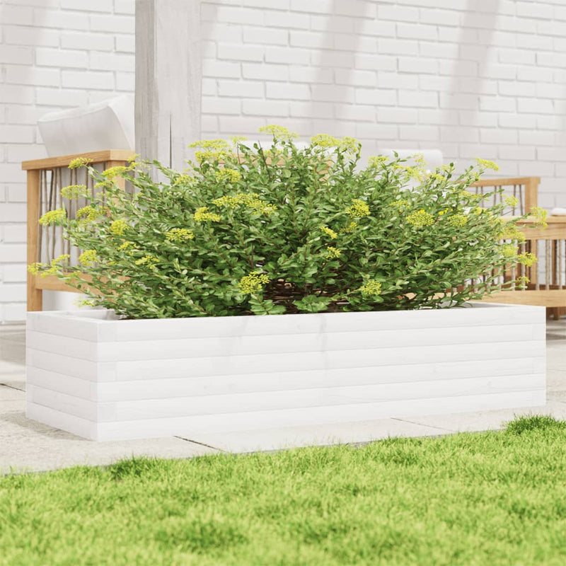 Load image into Gallery viewer, Vidaxl plantenbak 110x40x23 cm massief grenenhout wit
