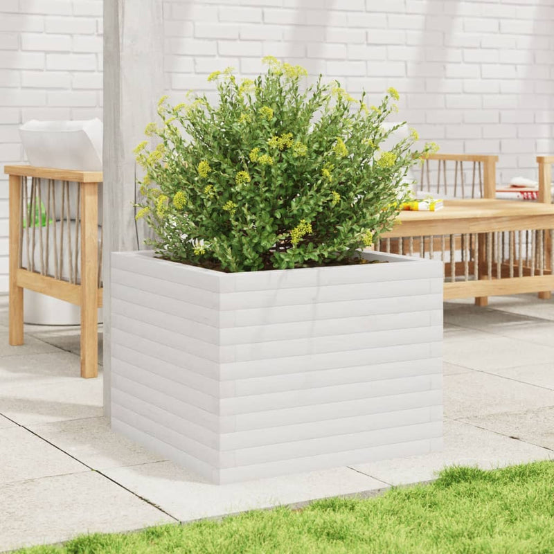 Load image into Gallery viewer, Vidaxl plantenbak 60x60x45,5 cm massief grenenhout wit
