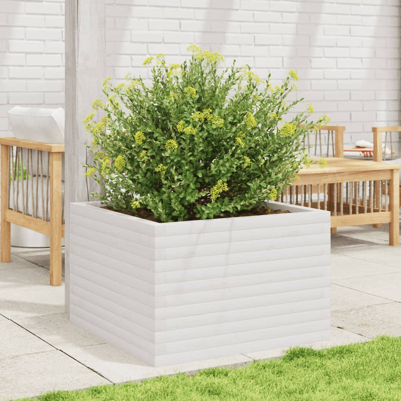 Afbeelding laden in galerijviewer, Vidaxl plantenbak 70x70x45,5 cm massief grenenhout wit
