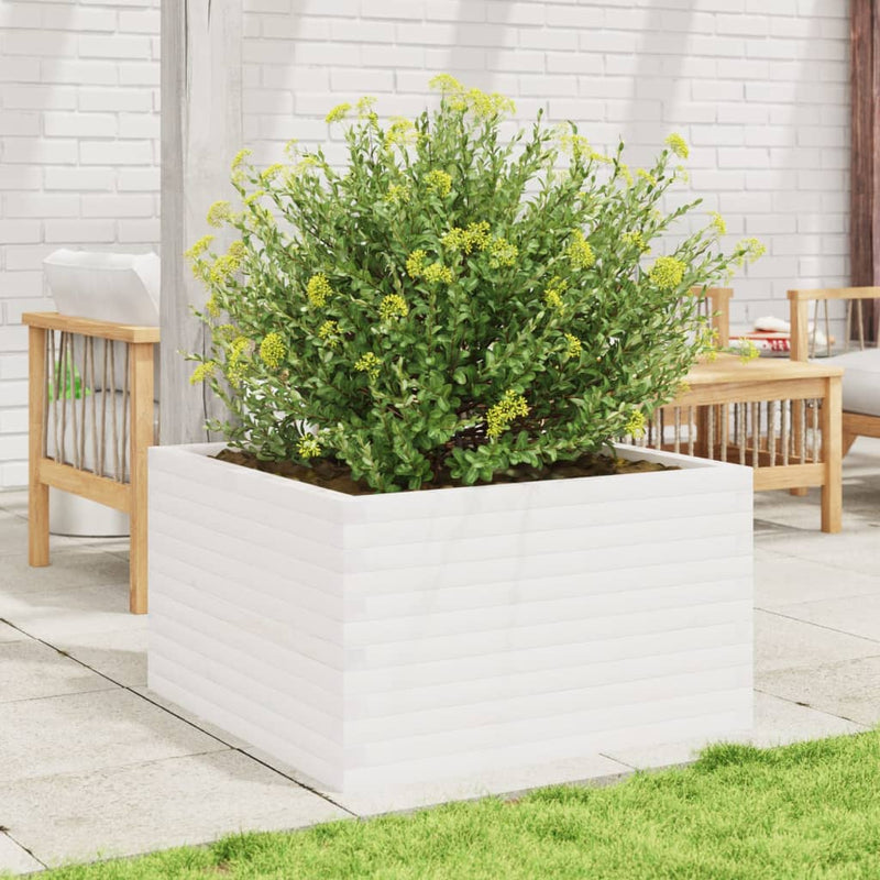Afbeelding laden in galerijviewer, Vidaxl plantenbak 80x80x45,5 cm massief grenenhout wit
