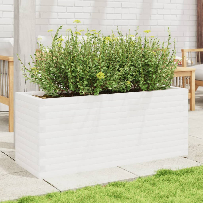 Load image into Gallery viewer, Vidaxl plantenbak 110x40x45,5 cm massief grenenhout wit
