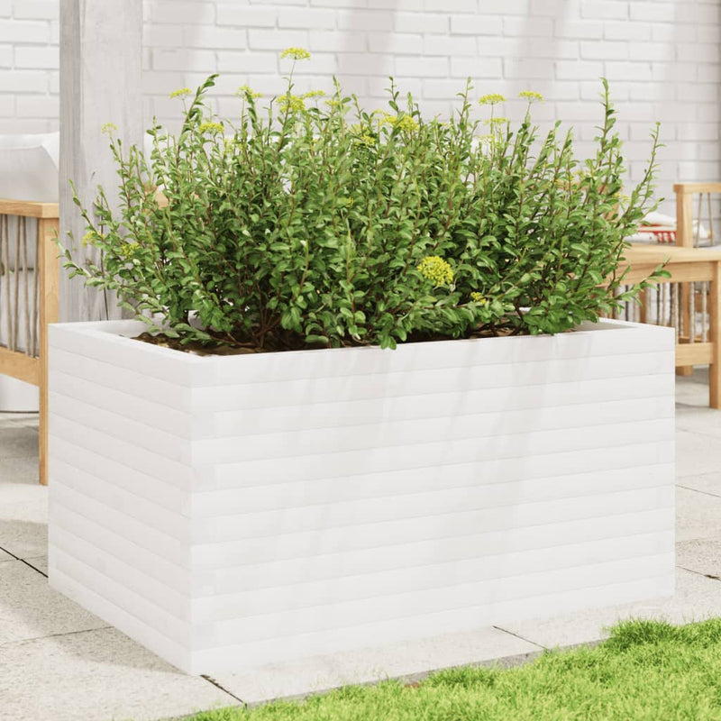 Afbeelding laden in galerijviewer, Vidaxl plantenbak 90x60x45,5 cm massief grenenhout wit
