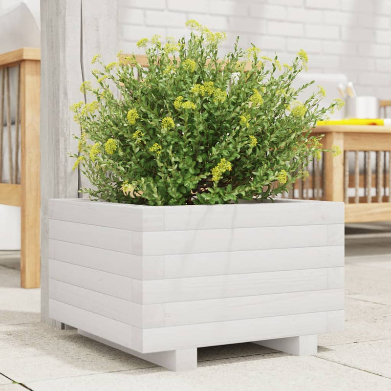 Load image into Gallery viewer, Vidaxl plantenbak 40x40x26,5 cm massief grenenhout wit
