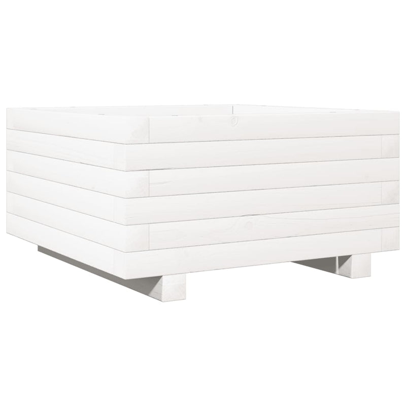 Load image into Gallery viewer, Vidaxl plantenbak 50x50x26,5 cm massief grenenhout wit
