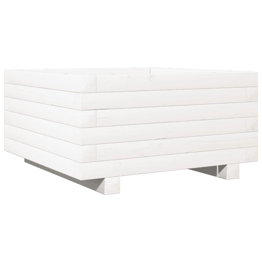 Vidaxl plantenbak 50x50x26,5 cm massief grenenhout wit