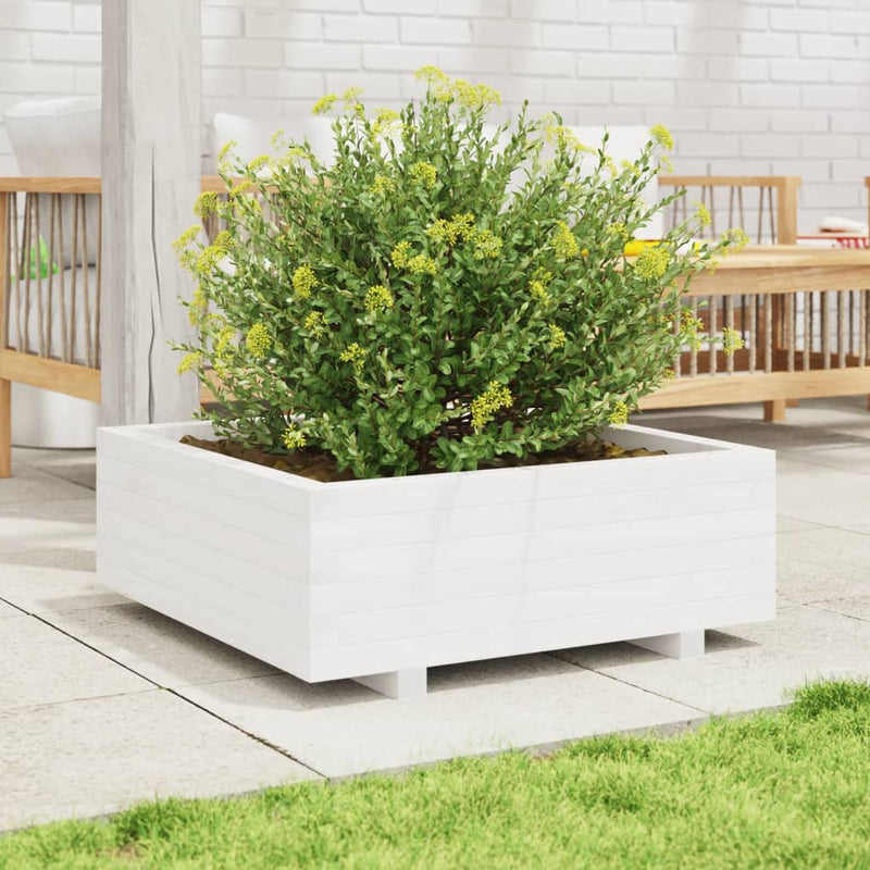 Load image into Gallery viewer, Vidaxl plantenbak 70x70x26,5 cm massief grenenhout wit
