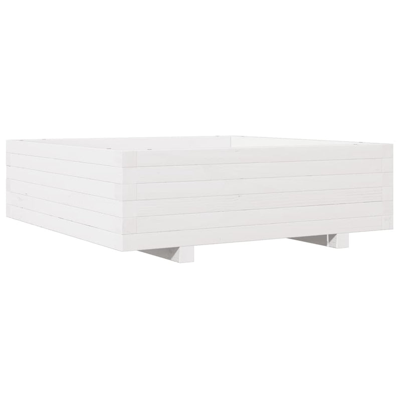 Load image into Gallery viewer, Vidaxl plantenbak 80x80x26,5 cm massief grenenhout wit

