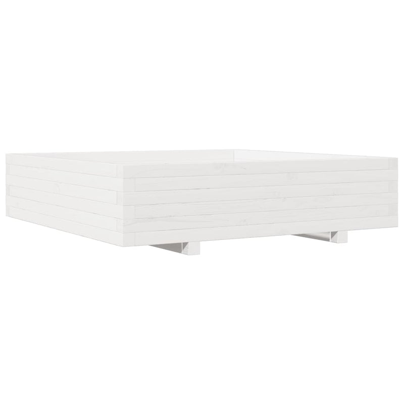 Load image into Gallery viewer, Vidaxl plantenbak 100x100x26,5 cm massief grenenhout wit
