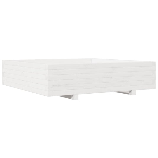 Vidaxl plantenbak 100x100x26,5 cm massief grenenhout wit