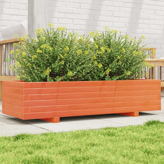 Vidaxl plantenbak 110x40x26,5 cm massief grenenhout wasbruin