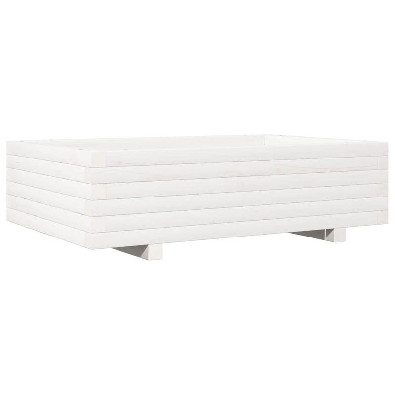 Load image into Gallery viewer, Vidaxl plantenbak 90x60x26,5 cm massief grenenhout wit
