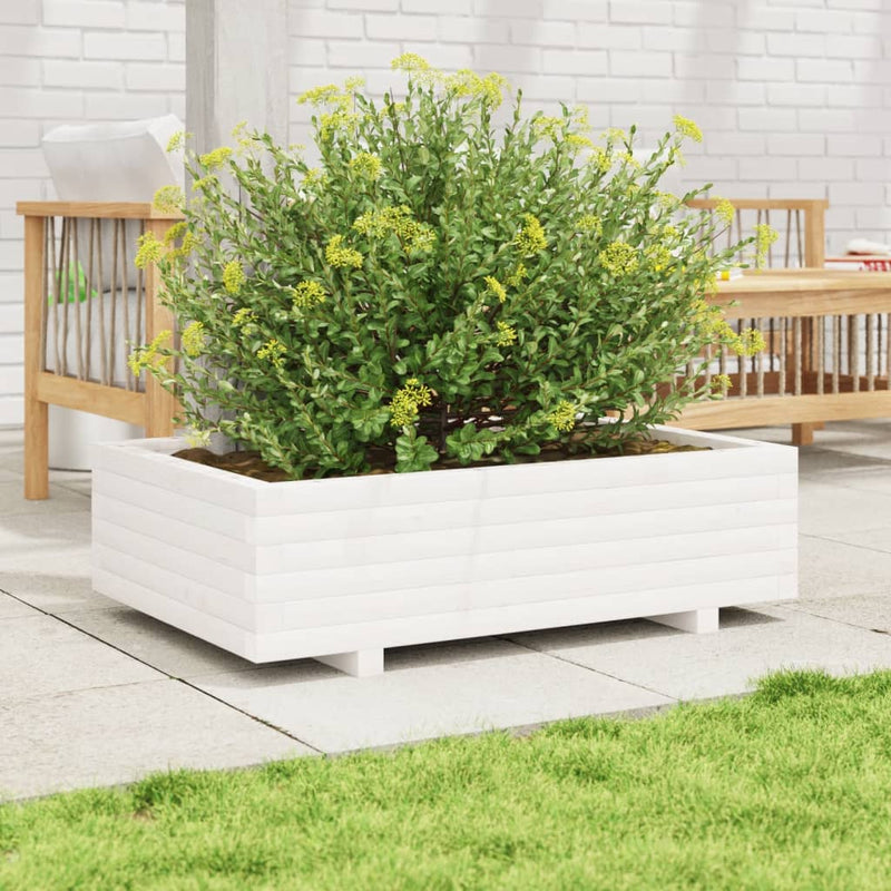 Load image into Gallery viewer, Vidaxl plantenbak 90x60x26,5 cm massief grenenhout wit
