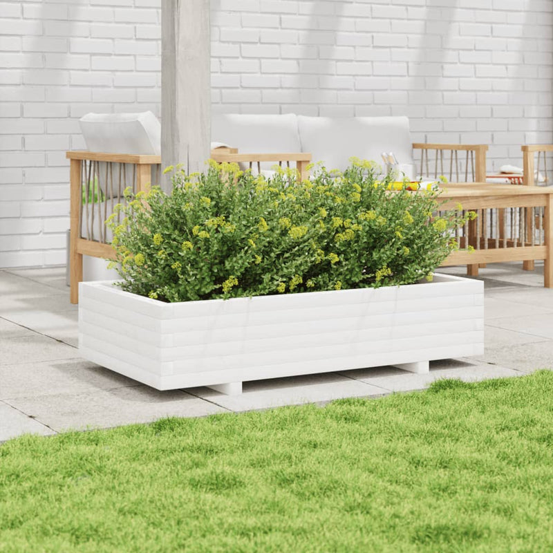 Load image into Gallery viewer, Vidaxl plantenbak 110x60x26,5 cm massief grenenhout wit
