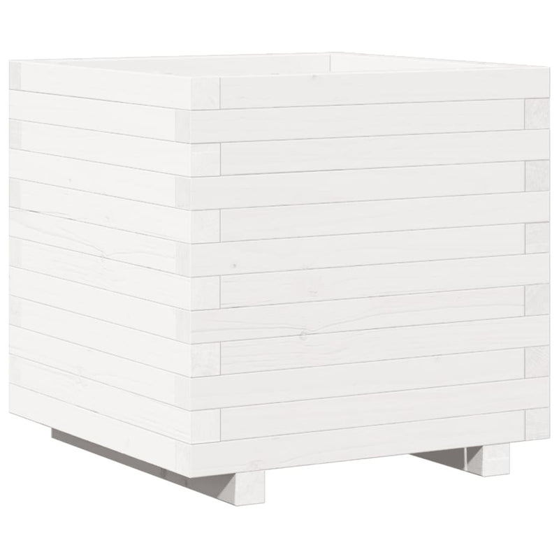 Load image into Gallery viewer, Vidaxl plantenbak 50x50x49,5 cm massief grenenhout wit
