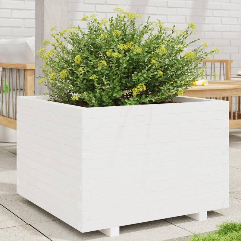 Load image into Gallery viewer, Vidaxl plantenbak 70x70x49,5 cm massief grenenhout wit

