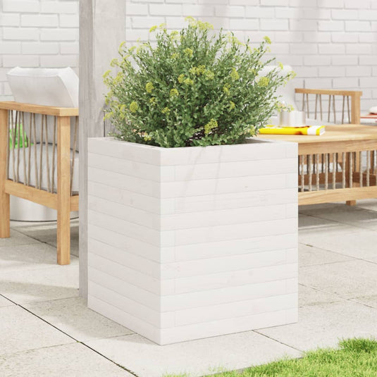 Vidaxl plantenbak 40x40x46 cm massief grenenhout wit