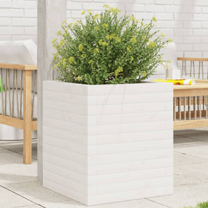 Vidaxl plantenbak 40x40x46 cm massief grenenhout wit