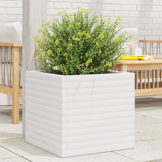 Vidaxl plantenbak 50x50x46 cm massief grenenhout wit