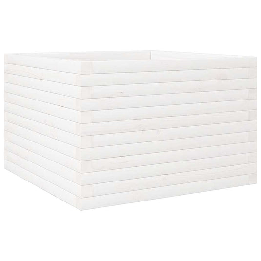 Vidaxl plantenbak 70x70x46 cm massief grenenhout wit