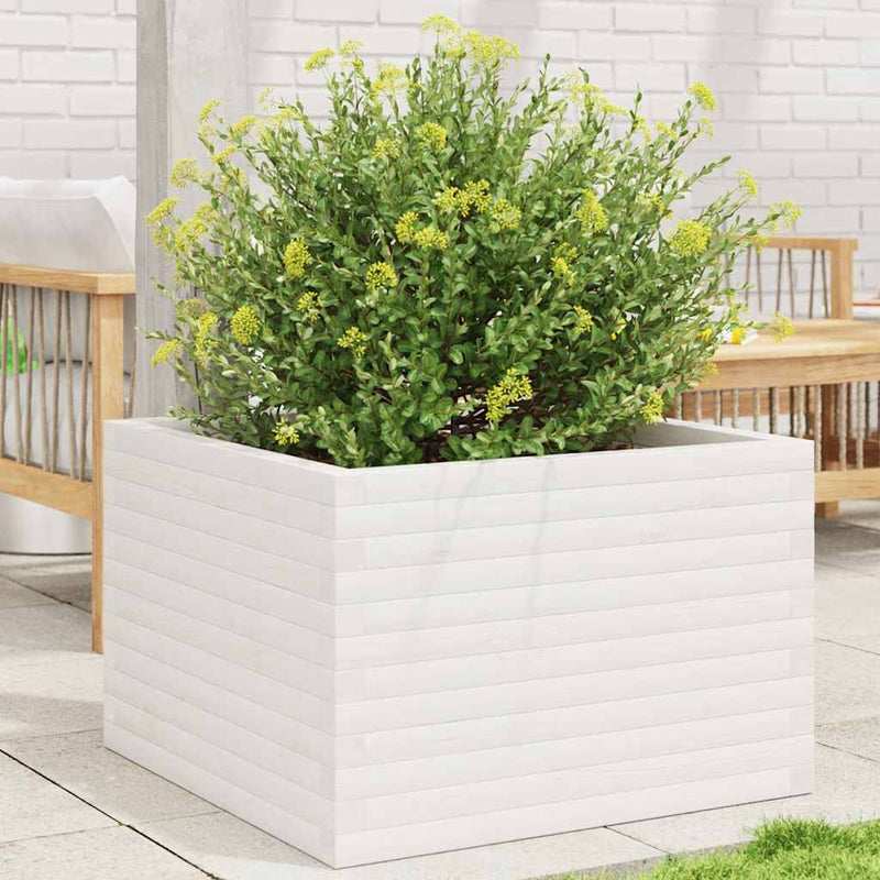 Load image into Gallery viewer, Vidaxl plantenbak 70x70x46 cm massief grenenhout wit
