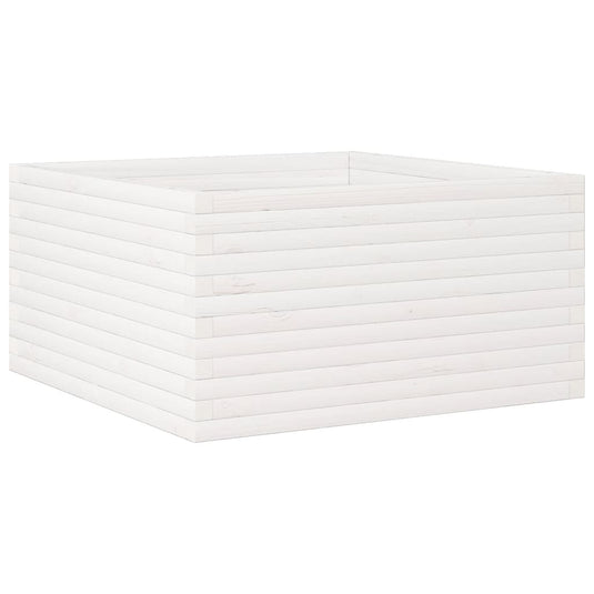 VidaXL Plantenbak 90x90x46 cm massief grenenhout wit