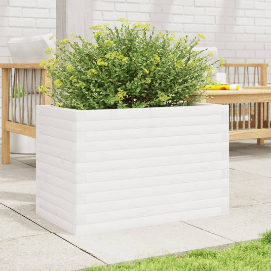 Vidaxl plantenbak 70x40x46 cm massief grenenhout wit