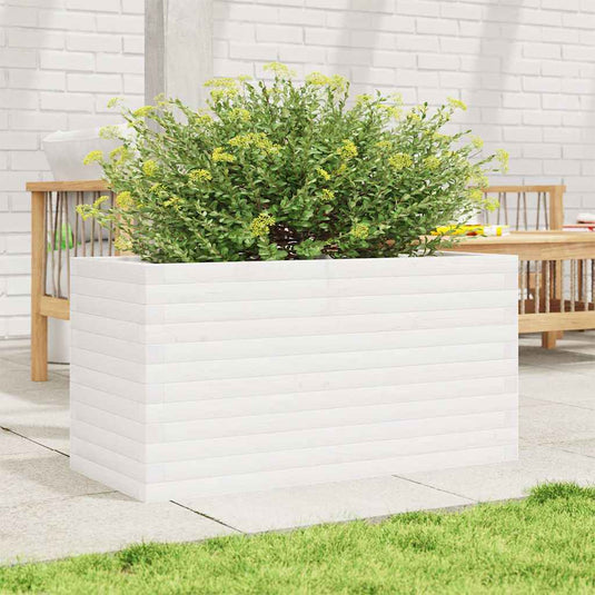 Vidaxl plantenbak 90x40x46 cm massief grenenhout wit