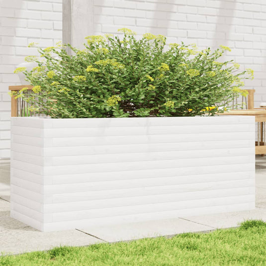VidaXL Plantenbak 110x40x46 cm massief grenenhout wit