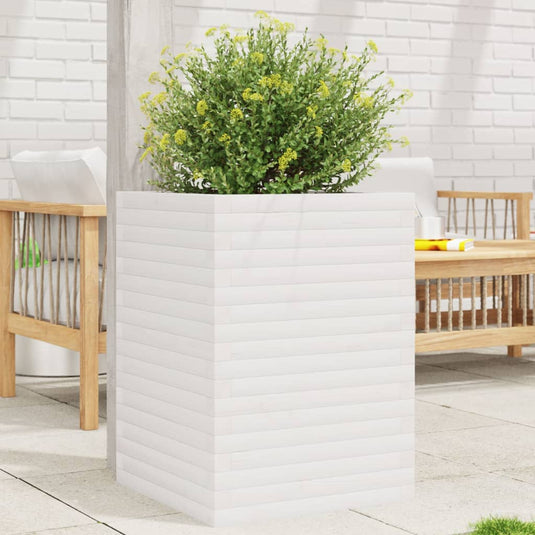 Vidaxl plantenbak 50x50x68,5 cm massief grenenhout wit