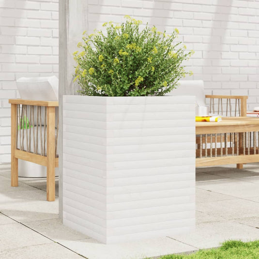 Vidaxl plantenbak 50x50x68,5 cm massief grenenhout wit